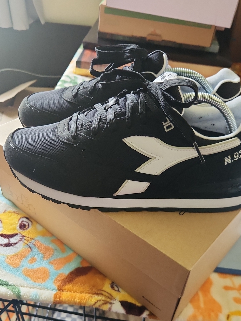 Diadora Black Sneakers with White Side Logo